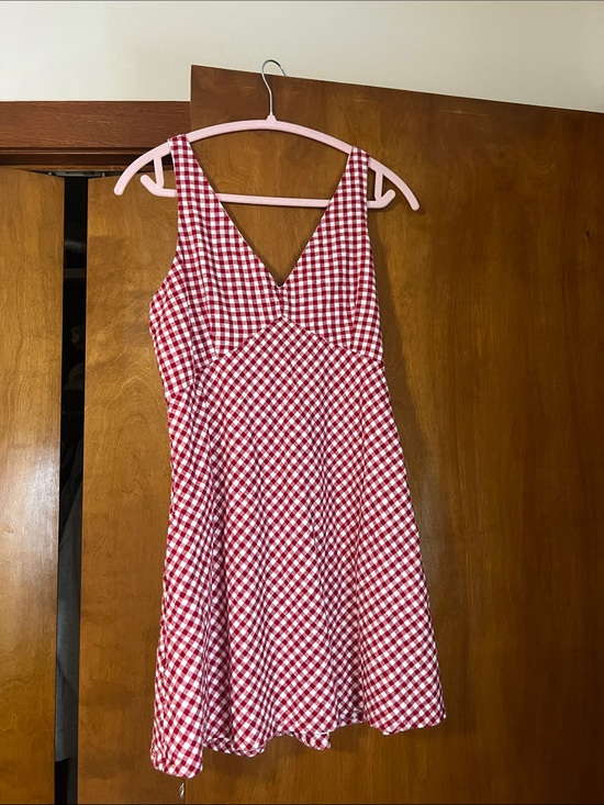 Abercrombie & Fitch Dresses & Skirts - Red Gingham V-Neck A-Line Dress linen